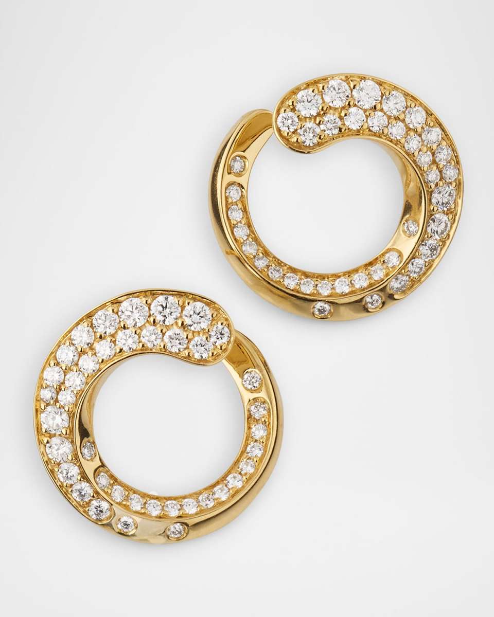 18K Yellow Gold Circle Diamond Earrings